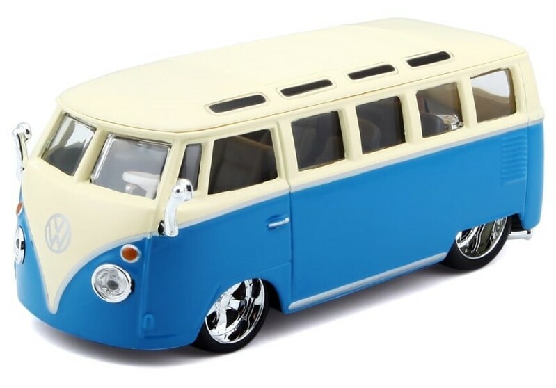 BBURAGO - 1:32 Plus Volkswagen Van Samba Albastru / Alb