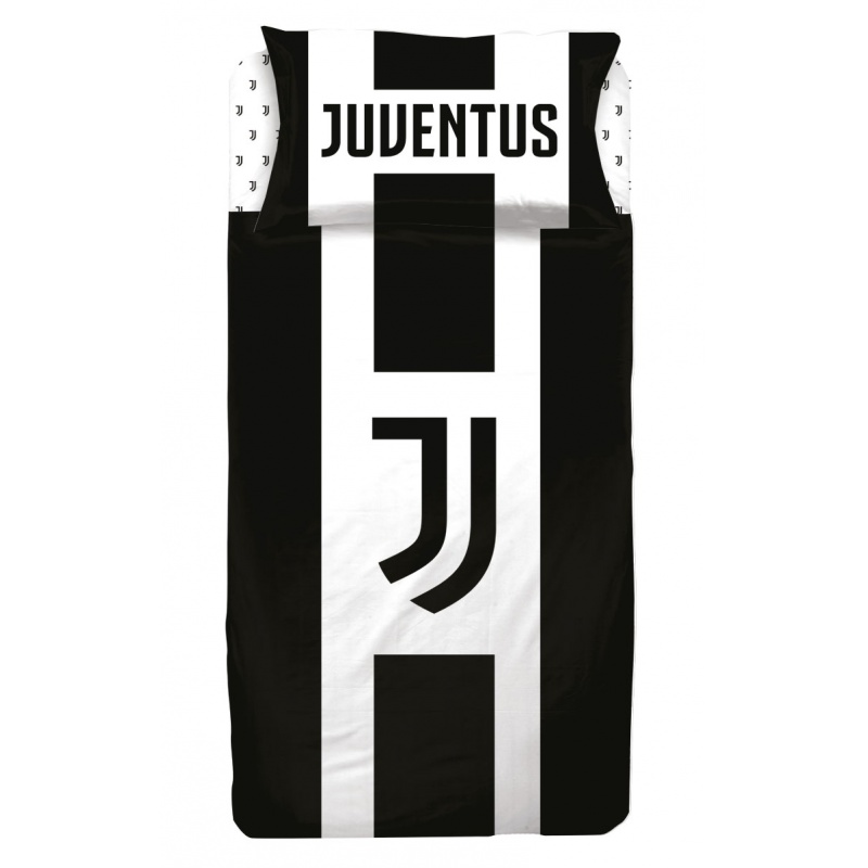 CARBOTEX - Cearșaf reversibile de bumbac JUVENTUS F.C. Crest, 140/200+70/90, JT211001