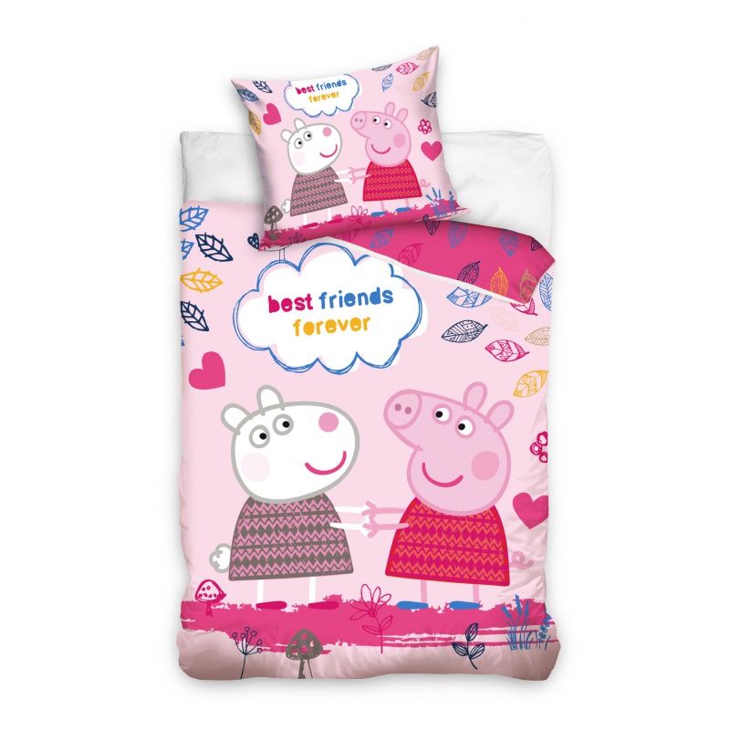 CARBOTEX - Cearșaf reversibile de bumbac PEPPA PIG, 140/200+70/90, PP191050