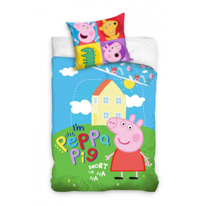 CARBOTEX - Cearșaf reversibile de bumbac PEPPA PIG, 140/200+70/90, PP213001