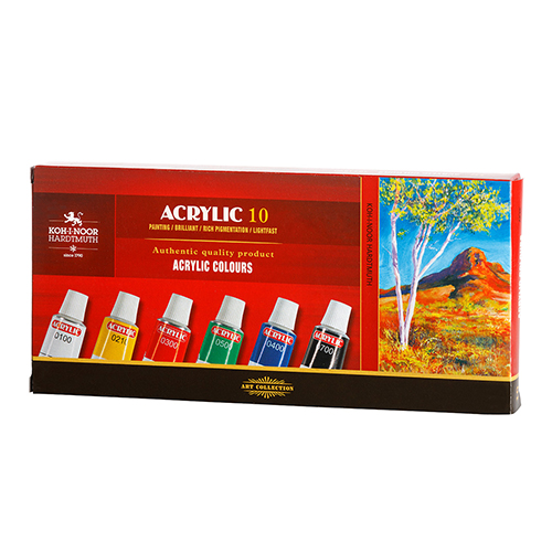 KOH-I-NOOR - Vopsele acrilice 16 ml, set de 10 vopsele