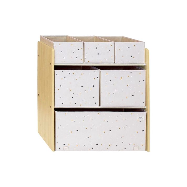 3 SPROUTS - Organizator de jucării reciclat Terrazzo/Palest Pink