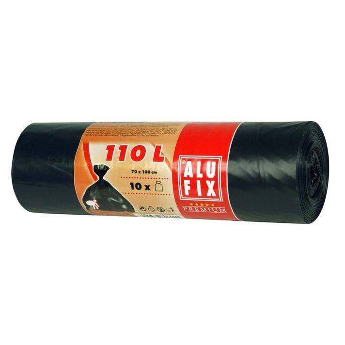 ALUFIX - Pungi de gunoi LDPE 110L / 10buc (70x100cm) negru 80 mic