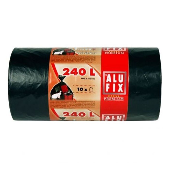 ALUFIX - Pungi de gunoi LDPE 240L / 10buc (100x125cm) negru 35 mic