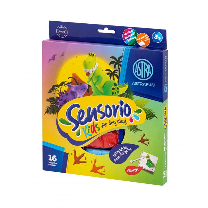 ASTRA - Material de modelare (air dry clay) Sensorio Kids Dinosaurus, 16 culori , 336123024