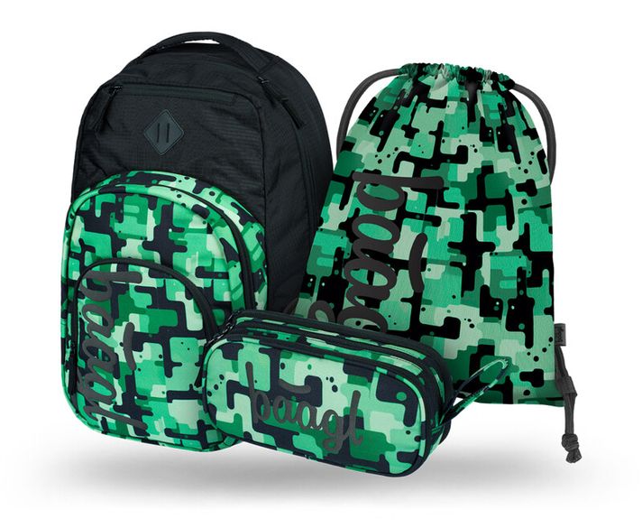 BAAGL - SET 3 Coolmate Green: rucsac, penar, sac