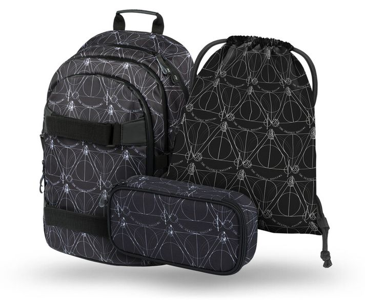 BAAGL - SET 3 Skate Harry Potter Deathly Hallows: rucsac, penar, husă