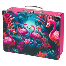 BAAGL - Carcasă de școală pliabilă cu accesorii Flamingos
