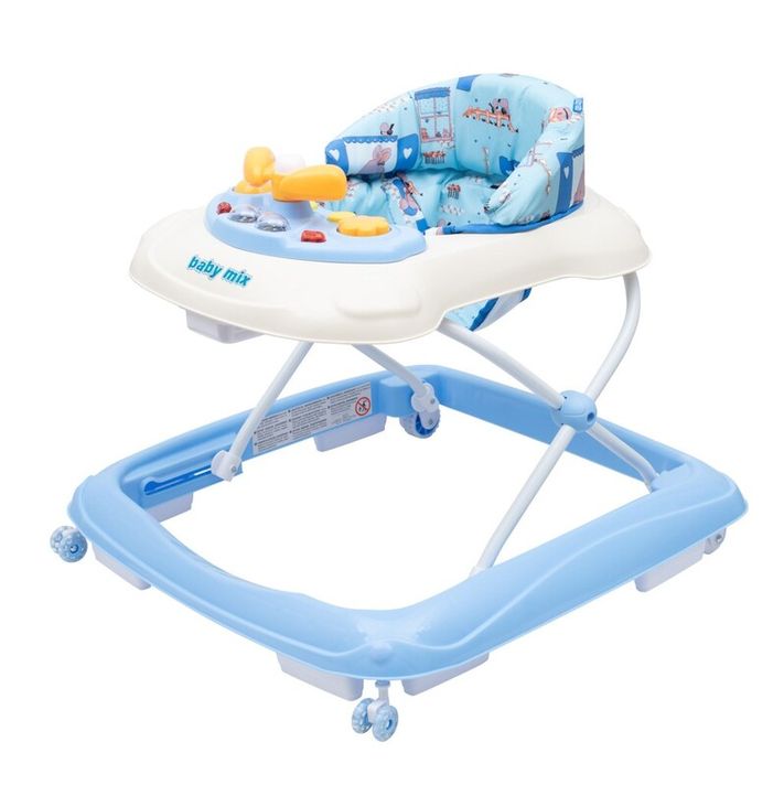 BABY MIX - Premergător pentru copii cu volan și roți din silicon albastru