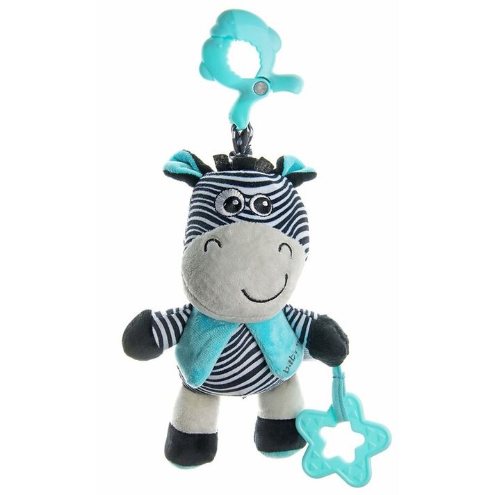 BABY MIX - Jucărie educativă de pluș pentru joacă cu clip zebră