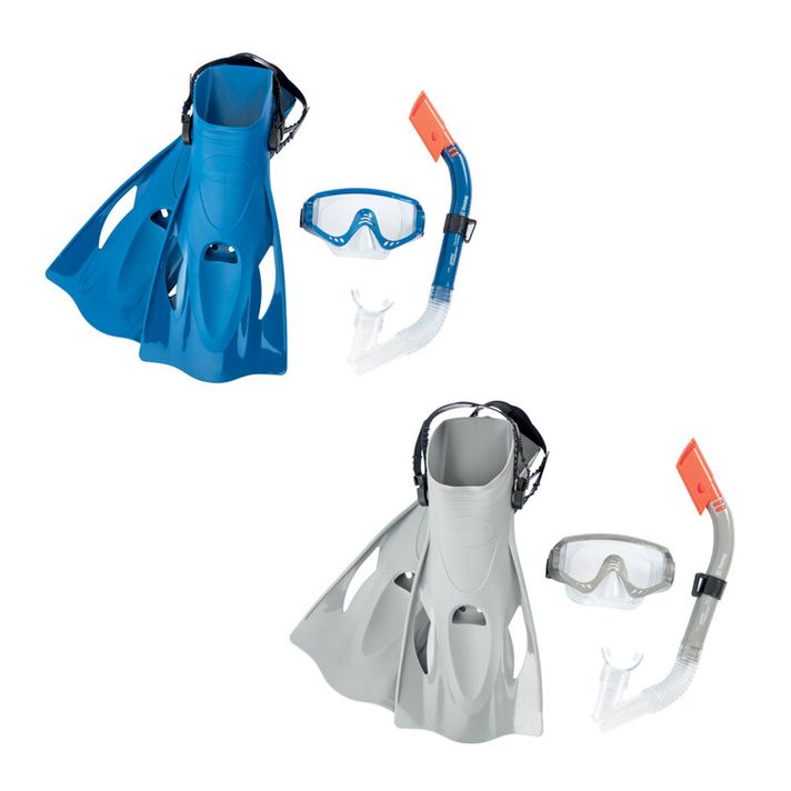 BESTWAY - Set de snorkeling - aripioare, ochelari de protecție, snorkel (gri/albastru)