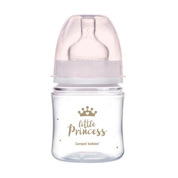 CANPOL BABIES - Sticlă cu gât larg Royal Baby 120 ml roz