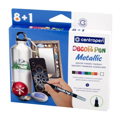 CENTROPEN - Marker decorativ 2737 Decor Pen Metallic - set de 8+1 buc