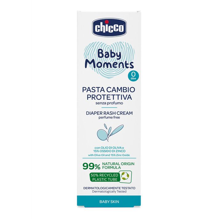 CHICCO - Baby Moments Crema pentru fundul bebelusului fara parfum cu 99% ingrediente naturale 100ml, 0m+