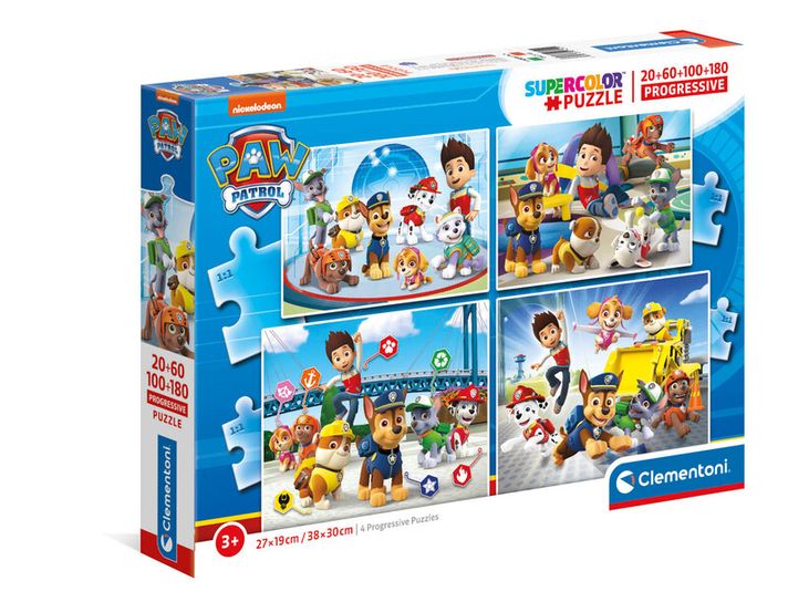 CLEMENTONI - Puzzle 20 + 60 + 100 + 180 piese - Paw Patrol