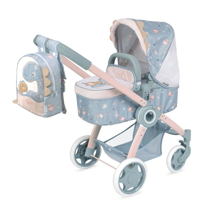 DECUEVAS TOYS - 80580 Cărucior de păpuși pliabil 3 în 1 cu rucsac COCO 2024 - 70 cm