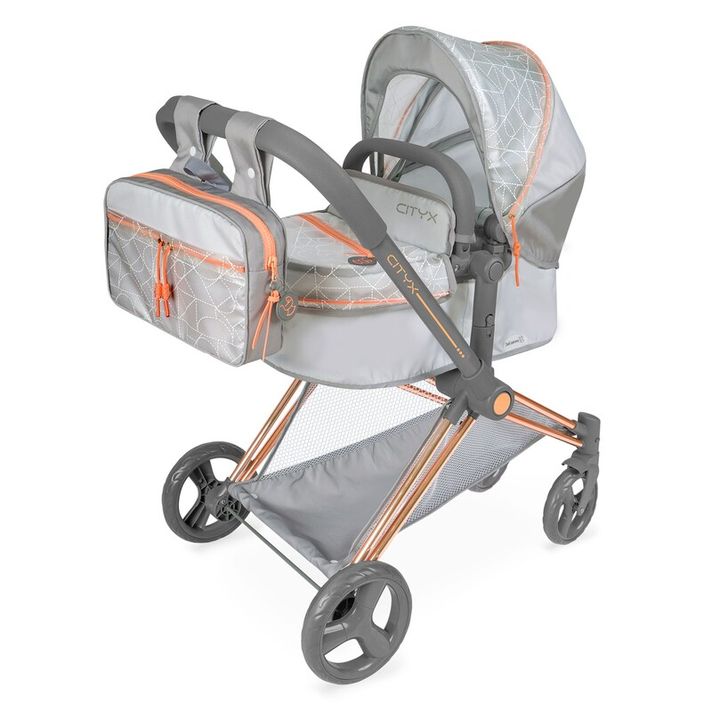 DECUEVAS TOYS - 81777 Cărucior de păpuși pliabil 3 în 1 cu rucsac CITY X 2024 – 73 cm