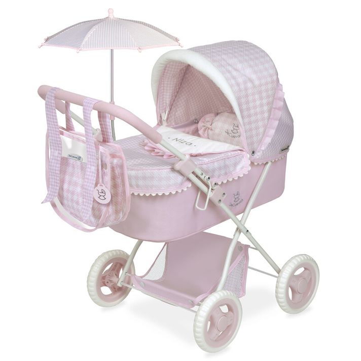 DECUEVAS TOYS -  85046 Carucior pliabil pentru papusi cu umbrela si accesorii NIZA 2022 - 60 cm