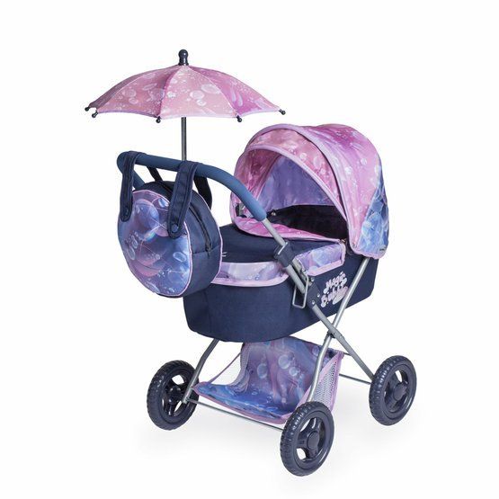 DECUEVAS TOYS - 85076 Cărucior pliabil pentru păpuși cu umbrelă și geantă Magic Bubble 2024 - 60 cm