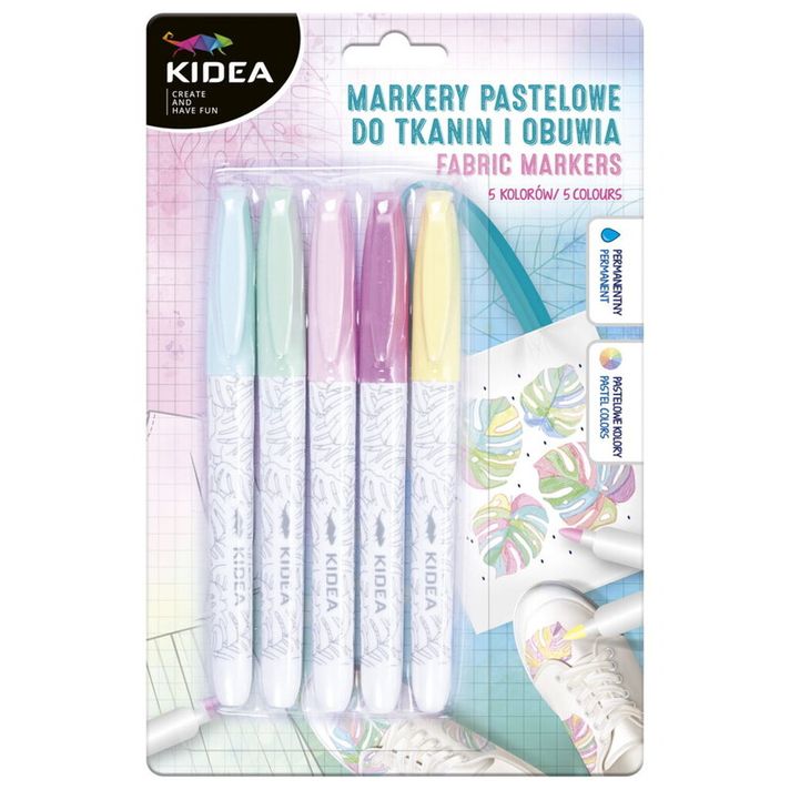 DERFORM - Markere pentru textile si incaltaminte in 5 culori pastel KIDEA