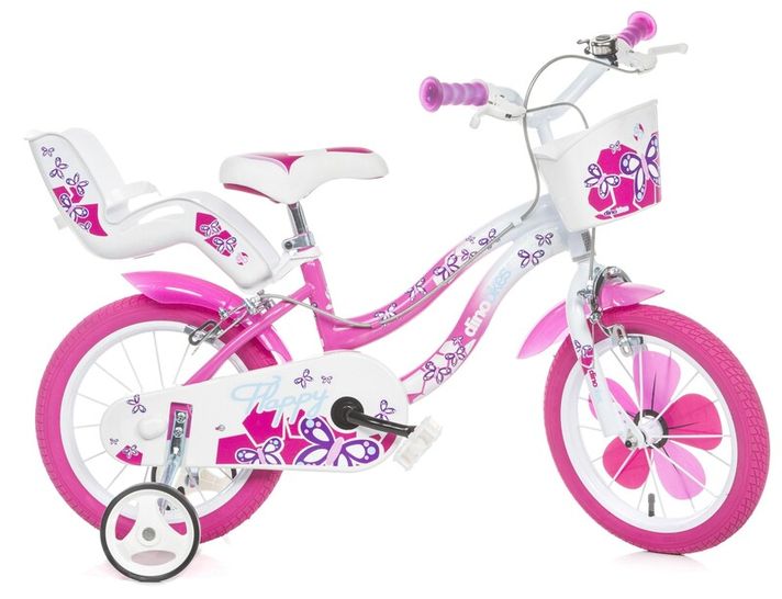 DINO BIKES - Bicicletă pentru copii Flappy 14" 514-02 - roz alb