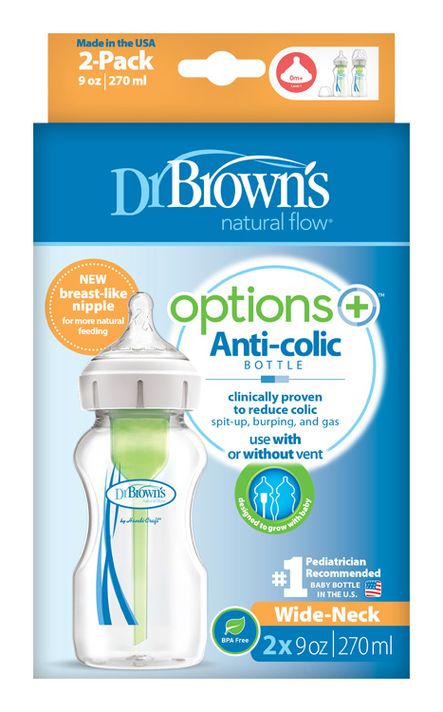 DR.BROWNS - Sticlă anticolică Options+ gât lat 2x270ml plastic (WB92600)