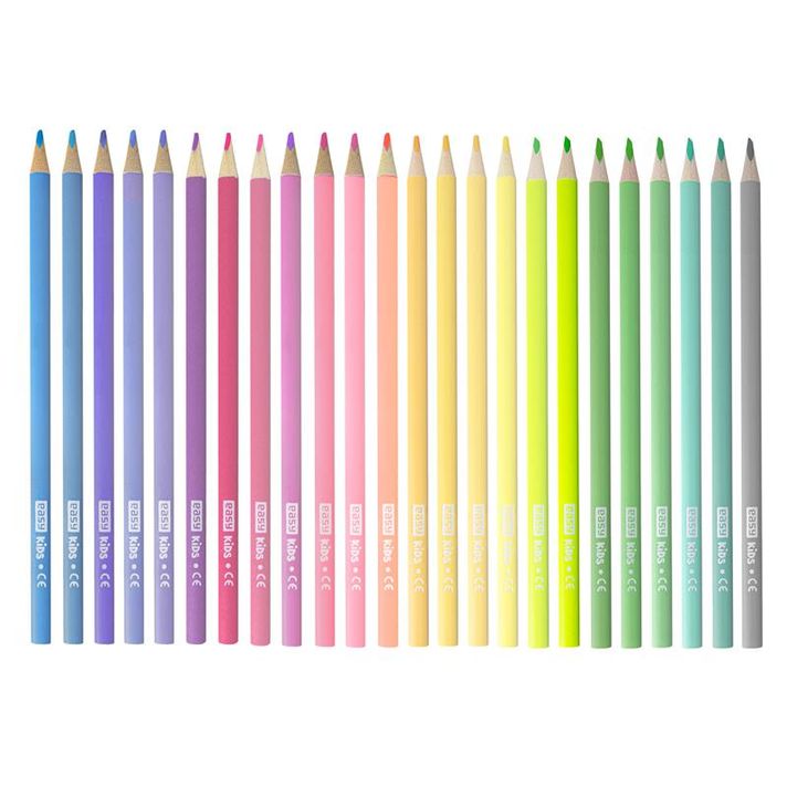 EASY - Creioane colorate triunghiulare, 24 buc / set, culori pastelate