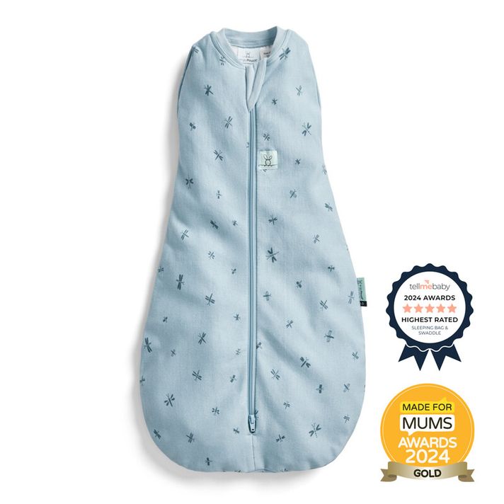 ERGOPOUCH - Swaddle și sac de dormit  2în1 Cocoon Dragonflies 0-3 m, 3-6 kg, 0,2 tog