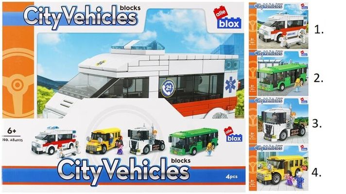 EURO-TRADE - Set de construcții Alleblox City Vehicles 211-255pcs, Mix de produse