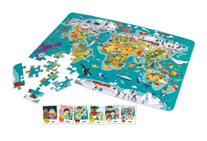 HAPE - Puzzle pentru copii - Harta lumii 2 în 1