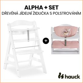 HAUCK - Alpha+ set 2în1 taburet din lemn, alb + husă Sweety
