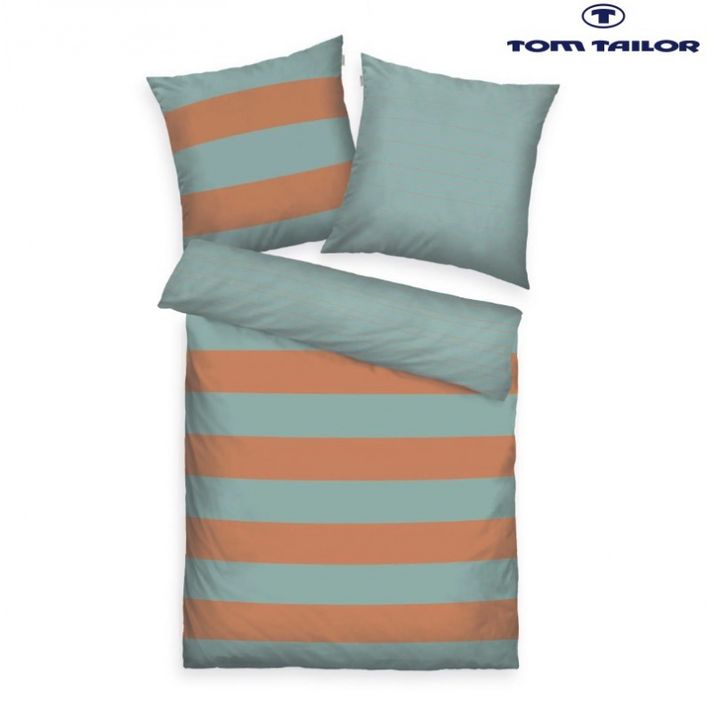 HERDING - TOM TAILOR Lenjerie de pat Bold Stripes 70x90cm / 140x200cm Warm Coral & Fresh Sage