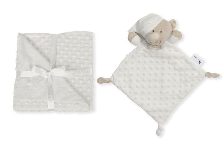 INTERBABY - Păturică moale cu bile + animal de companie - CREAM