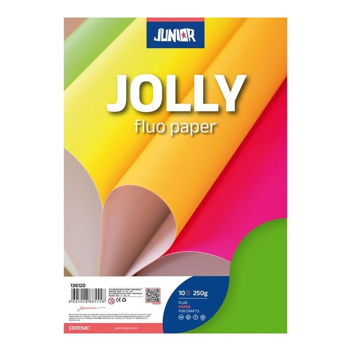 JUNIOR-ST - Hartie decorativa A4 Fluo verde 250 g, set 10 buc