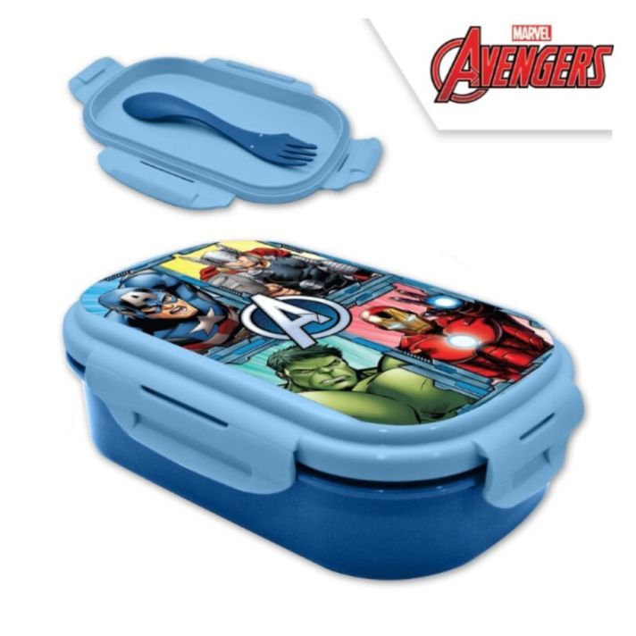 KIDS LICENSING - Cutie de plastic pentru gustări, divizată, cu furculi?ă AVENGERS, AV16034