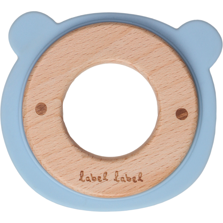 LABEL-LABEL - Teether Ursuleț lemn & silicon, albastru