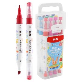 M&G - Marker cu două fețe pentru copii, ușor de spălat - set de 12 culori