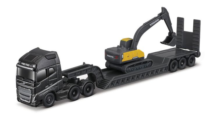 MAISTO - Mini mașini de lucru - Volvo FH16 + Volvo EC220 Excavator with Bucket