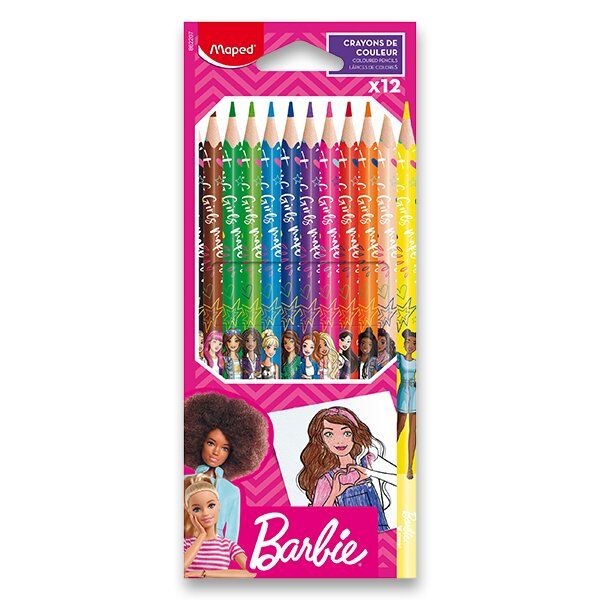 MAPED - Creioane colorate fără lemn Barbie 12 buc.