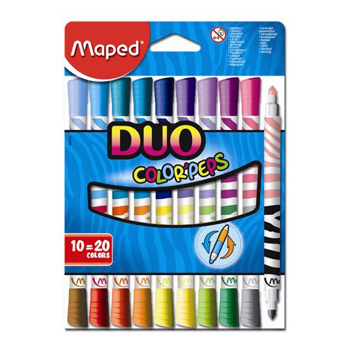 MAPED - Markere "COLOR`PEPS DUO", 10 buc = 20 culori