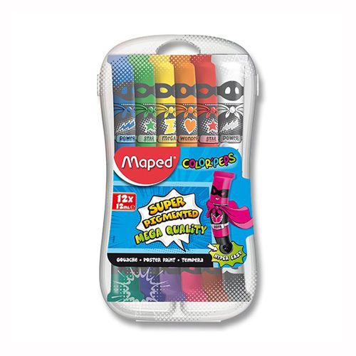 MAPED - Vopsele tempera MAPED Paint, 12x12 ml + cutie de plastic