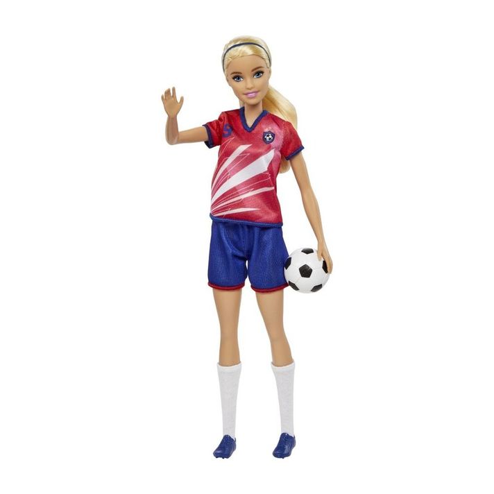 MATTEL - Barbie Fotbal Păpușă - Barbie În Jersey Roșu