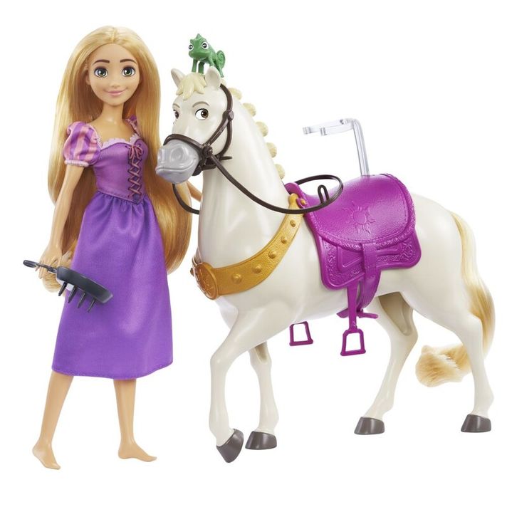 MATTEL - Păpușă prințesă rapunzel și maximus