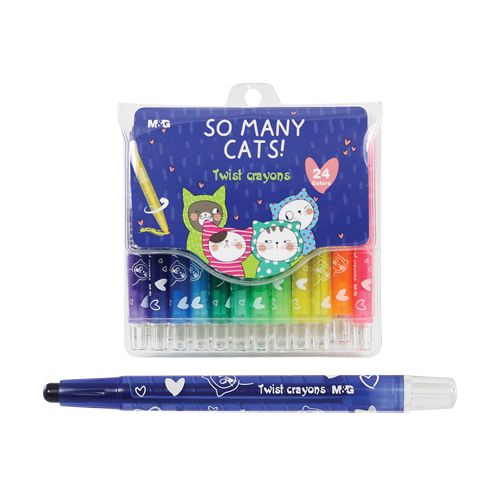 M&G - Creioane cerate retractabile So Many Cats, set 24 buc