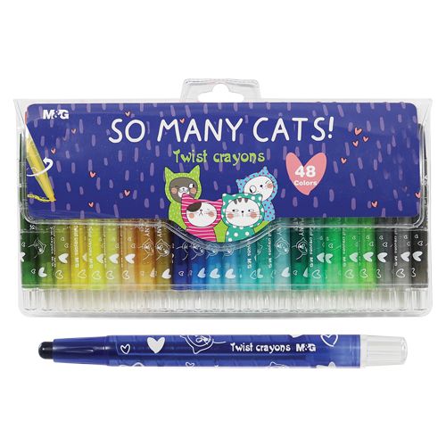 M&G - Creioane cerate retractabile So Many Cats, set 48 buc