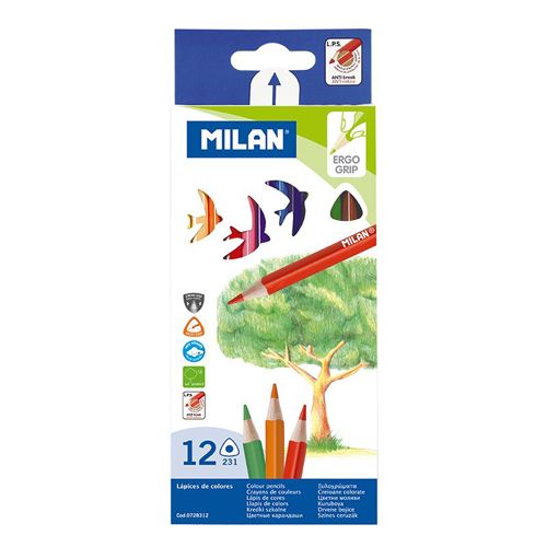 MILAN - Creioane triunghiulare 12 buc.