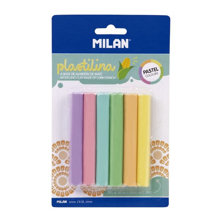 MILAN - Plastilină 6 bețișoare în culori pastelate 70 g