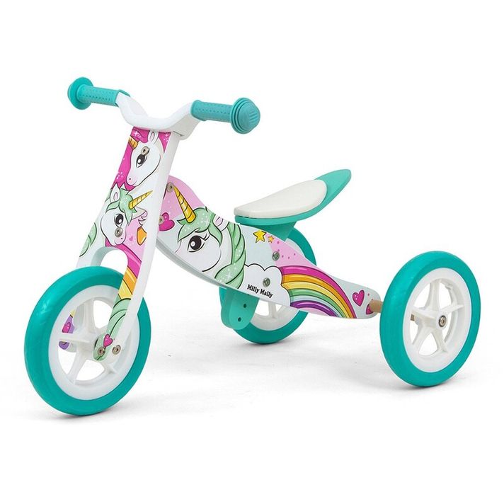 MILLY MALLY - Bicicleta fara pedale multifuncțional pentru copii 2in1 Look Unicorn