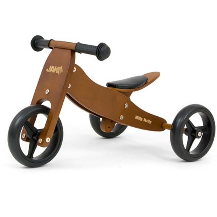 MILLY MALLY - Bicicleta fara pedale multifuncțională pentru copii 2in1 JAKE Dark Natural