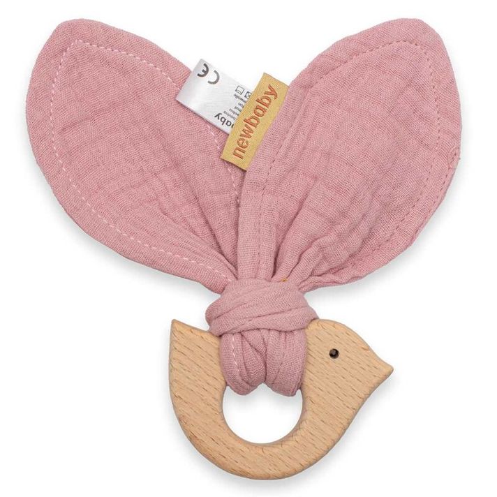 NEW BABY - Teether pentru copii cu o pasăre Bird pink